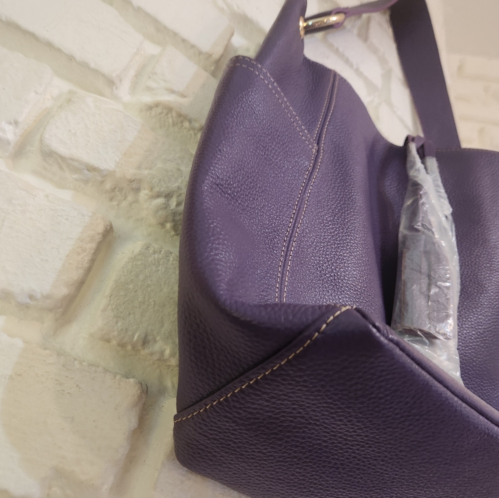 Laggo NWOT Large Purple Leather Julia Shoulder Hobo Purse - Picture 5 of 13